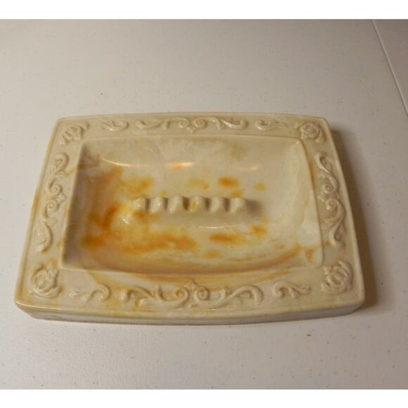 Large Cream Marble Ashtray Heavy Cream with tan swirls - Picture 1 of 6